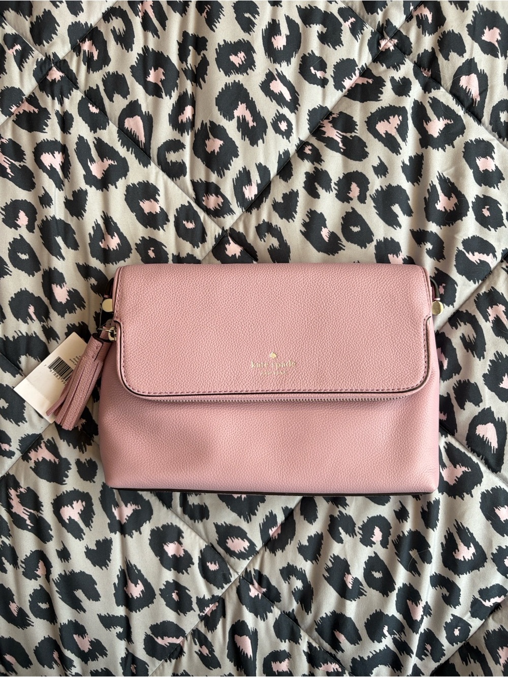 kate spade Pink Pebbled Leather Crossbody Bag with Tassel